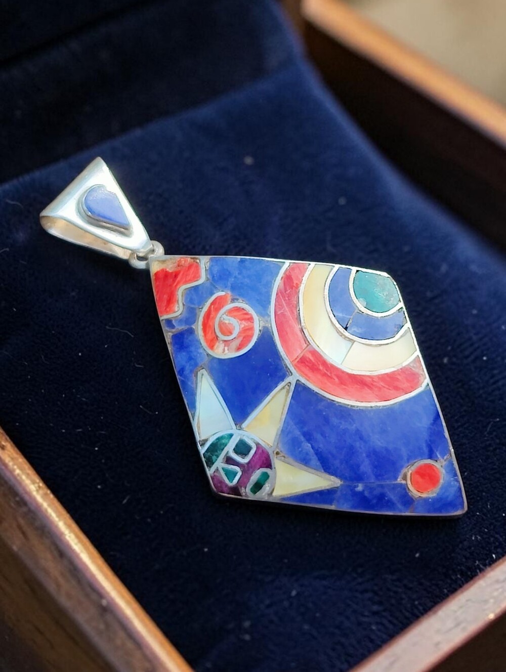 🌈 Large Vintage Sterling Silver Whimsical Pendant